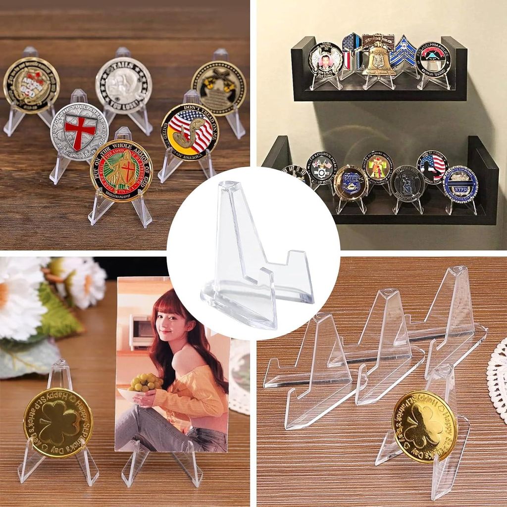 Kartenständer Acryl klein - 50 Stück - Münzenständer transparent - Ständer Kunststoff - Münzenhalter - langlebige Easels - Münzen Taschenuhr...