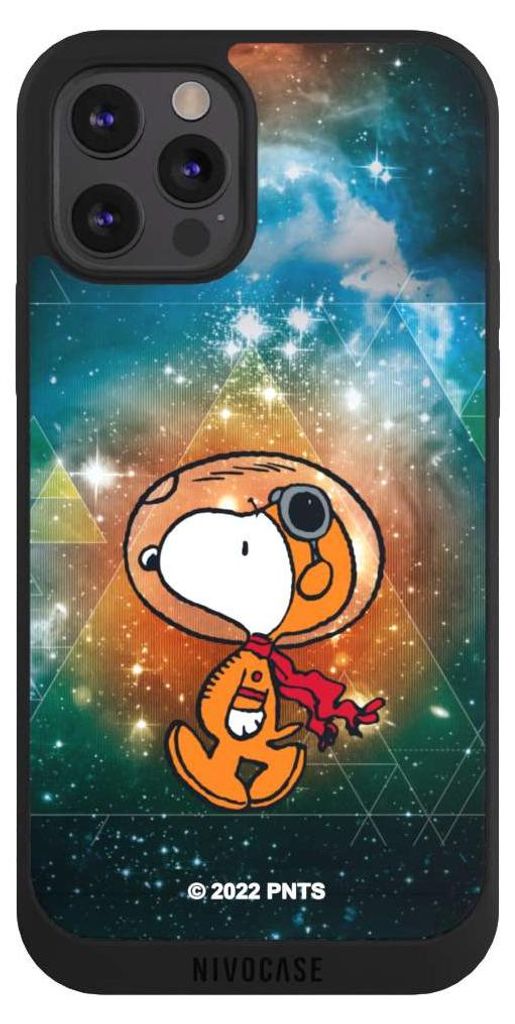 NIVOCASE Handyhülle für Apple iPhone 12 Pro Max Hülle NIVOpure Case Schwarz Astronaut Offizielles Lizenzprodukt Snoopy