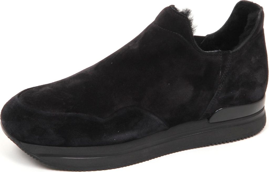 E4786 sneaker donna nero HOGAN H222 scarpe interno pelo slip on shoe woman