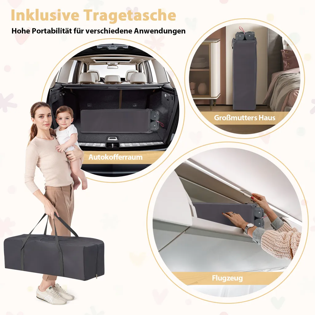 Lit parapluie 3 en 1 compact pour vacances avec matelas et jouets - 9