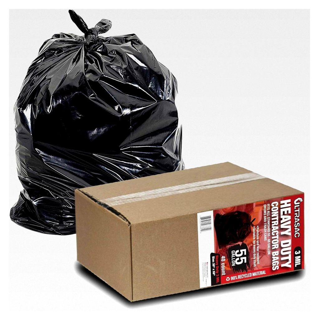 Robuste Müllbeutel für Bauunternehmer, 100 l, 96,5 x 147,3 cm, schwarz, Kunststoff