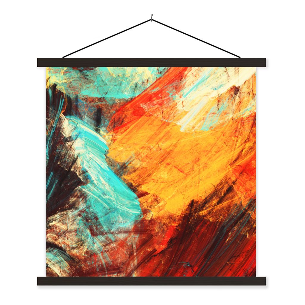 MuchoWow Textilposter Gemälde - Abstrakt - Öl 60x60 cm mit schwarzem Rahmen - Posteraufhänger
