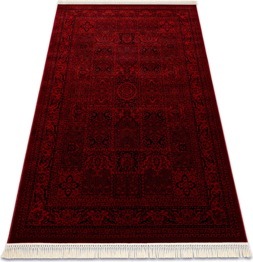 ORIENT 5365 Teppich burgund / schwarz Rahmen, orientalisch, mit Fransen rot 300x400 cm