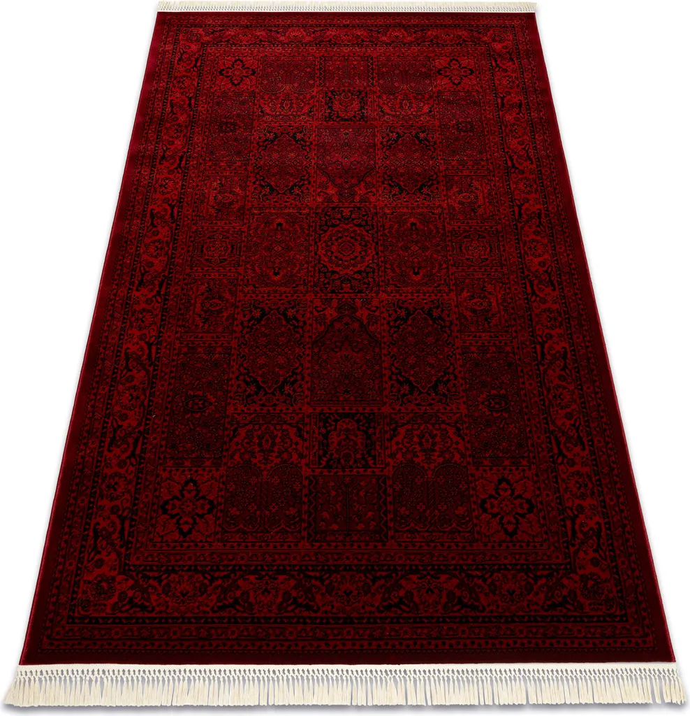 Tapis Oriental Robuste 100x200 cm Bordeaux Noir Contre Sols Froids Pro