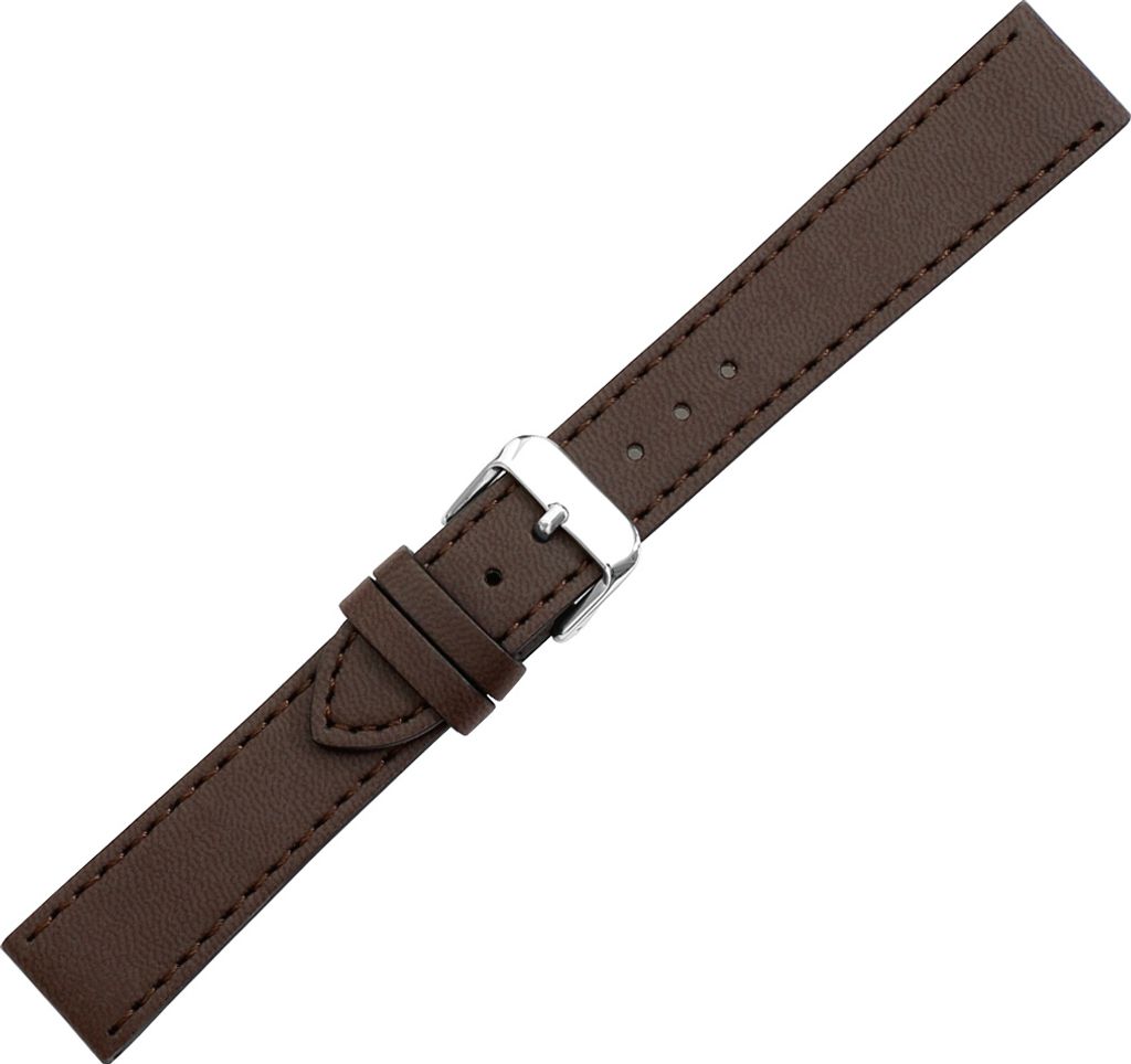 Herzog Vegan Klassik Uhrenarmband braun Verlauf glatt Apfelfaser , Schließe:Silbern, Anstoß:18 mm