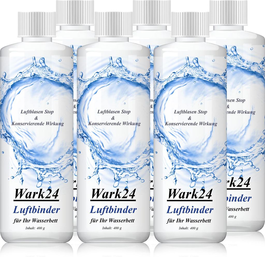 Multiple bottles of a waterbed conditioner product.