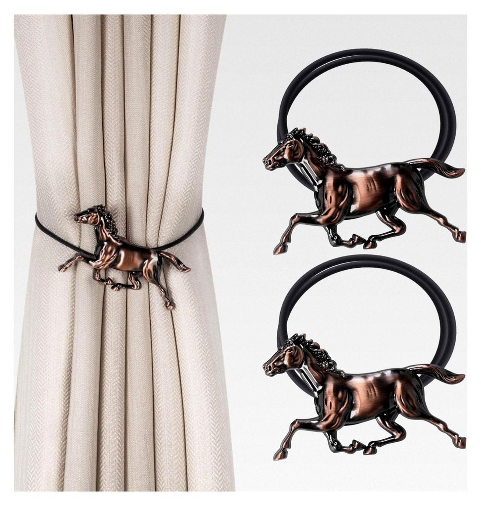 Magnetische Vorhang-Raffhalter, 2 Stück, Pferdeform, Retro-Stil, Seilhalter für Heimdekoration, Kupfer