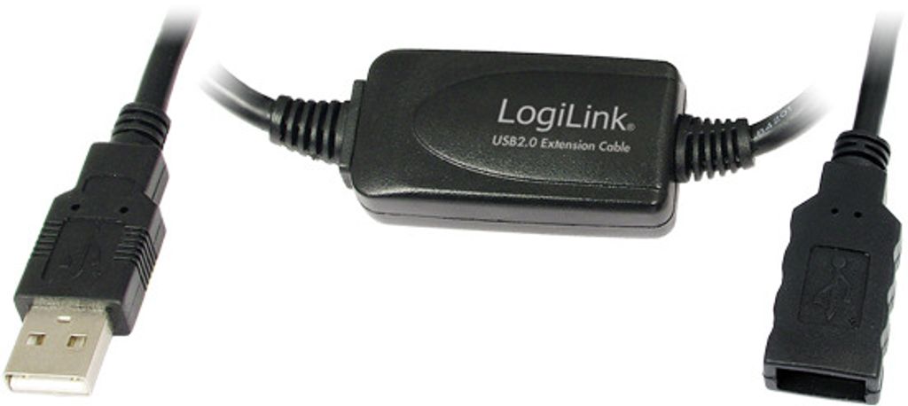 Verlängerungskabel, USB 2.0, Stecker A an Buchse A, schwarz, 10m, LogiLink [UA0143]