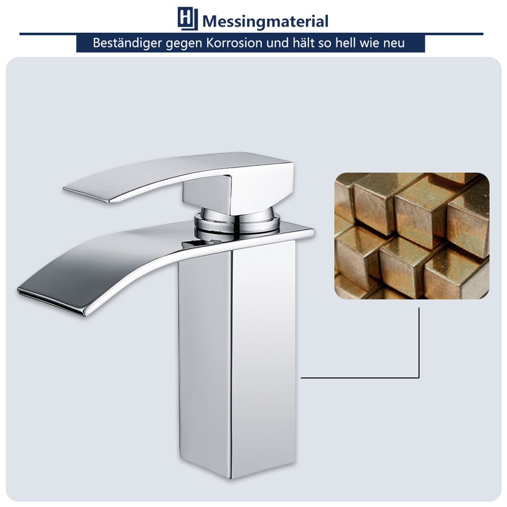 Homelody Wasserhahn Bad wasserfall，Waschtischarmatur mit Produktbild 7