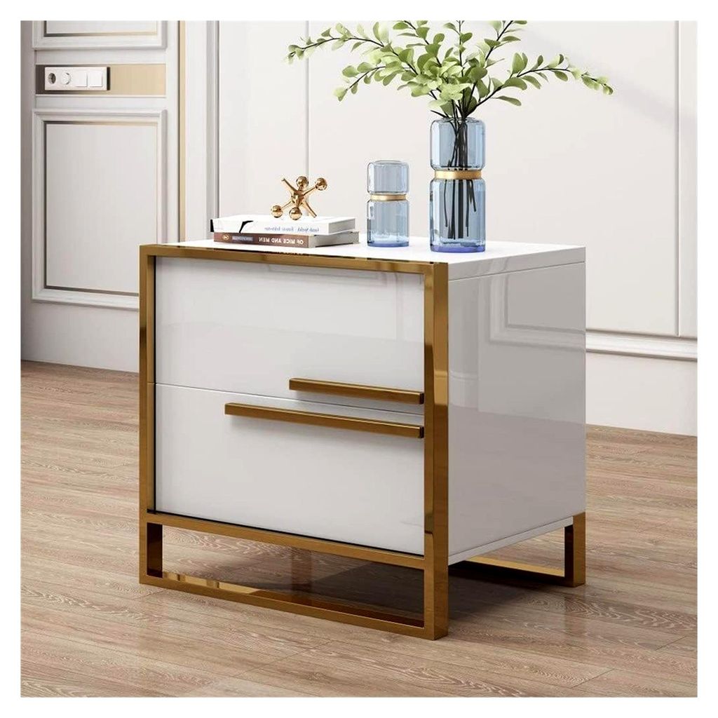 Nachttische mit Backlackierung, heller Nachttisch, italienischer Stil, Hotelzimmer Aufbewahrungsschrank, Nachttisch, Couchtisch (Farbe: C) (D)