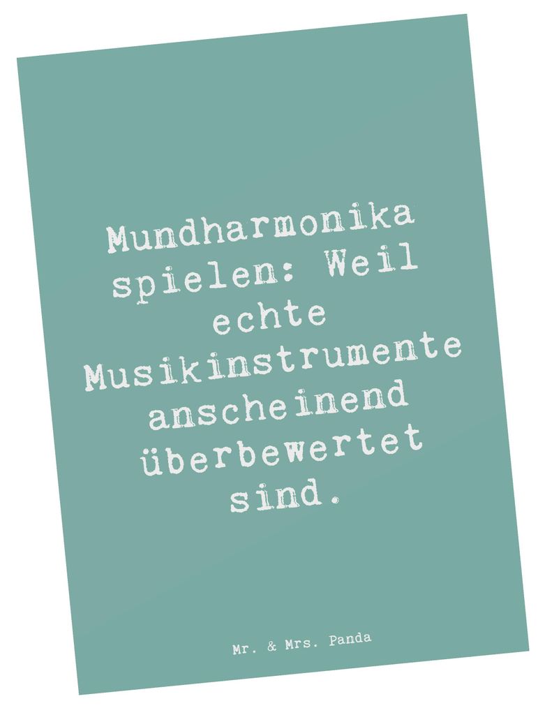 Mr. & Mrs. Panda Postkarte Spruch Mundharmonika Freude - Meeresbrise - Geschenk, Musikinstrument, Lernen, Grußkarte, personalisierbar, Musiker, Po...