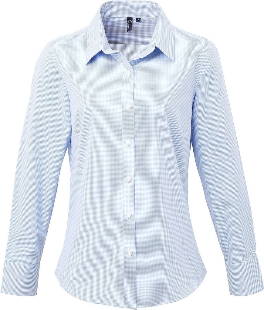 Premier - Hemd für Damen Langärmlig PC6083 (40 DE) (Hellblau/Weiß)