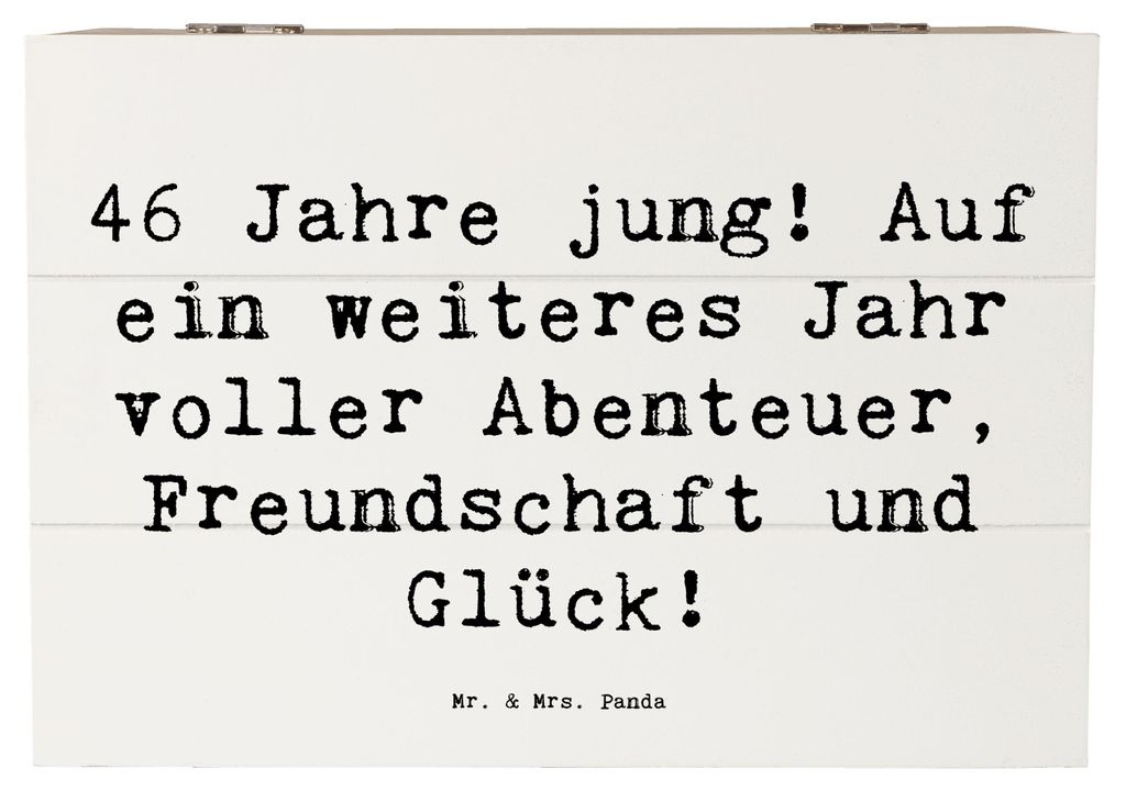 Mr. & Mrs. Panda truhe holz Spruch 46. Geburtstag 22 x 15 cm - Weiß - Geschenk, schatztruhe, Geschenkbox, Schatzkiste, Geburtstagsdekoration, Happ...