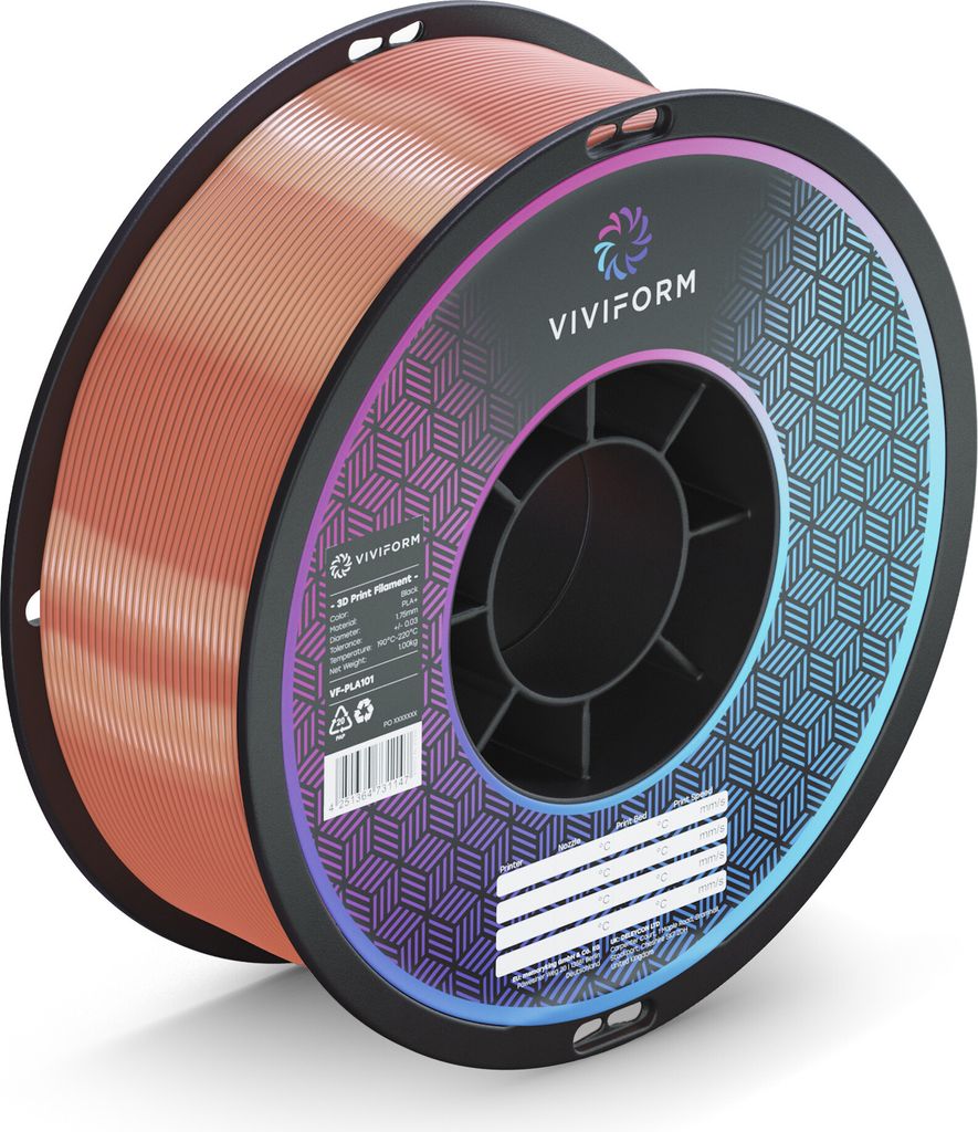 Viviform silk PLA Filament für 3D Drucker, 1kg Rolle, Durchmesser 1,75mm +/- 0,03mm, Hyazinth