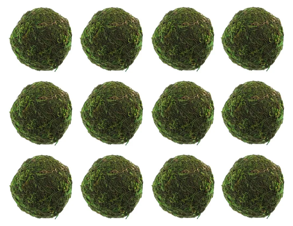 Lot de 12 boules de mousse séchée verte naturelle pour décoration DIY
