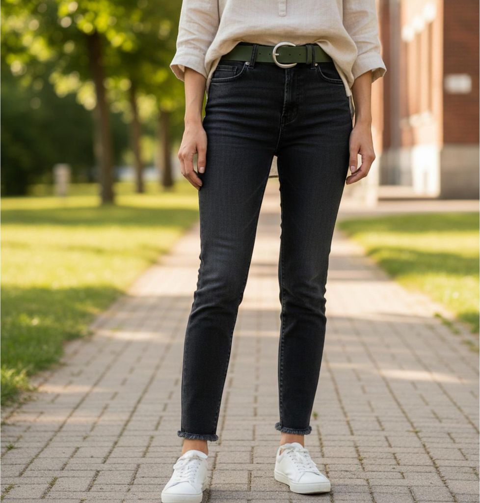 FRONHOFER Gürtel Damen 4 cm runde Gürtelschnalle mattsilber echt Ledergürtel