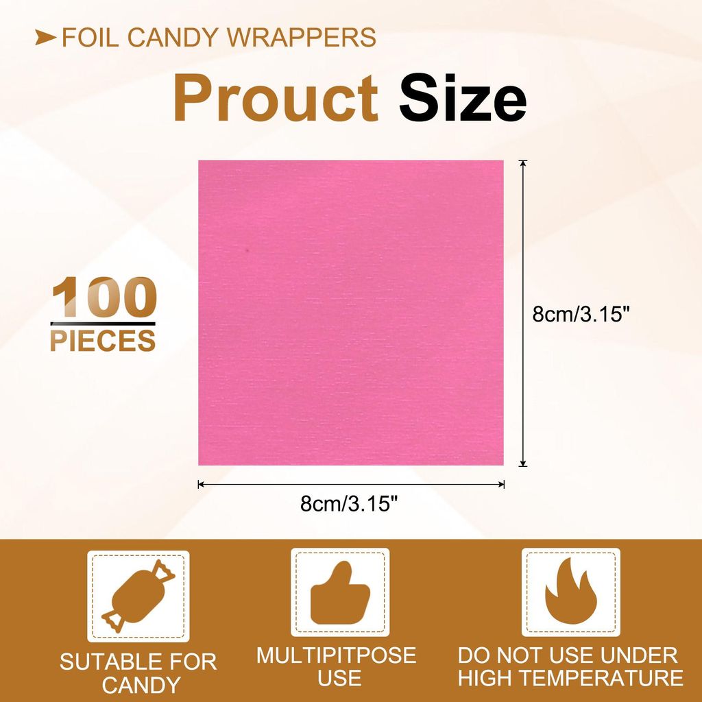 100 Stš¹ck Folie Papier Wrapper, 8x8cm Aluminiumfolie Bonbonpapier, Schokolade Verpackungen fš¹r Bonbonpapier Ostern, Sš¹?igkeiten und Pralin...