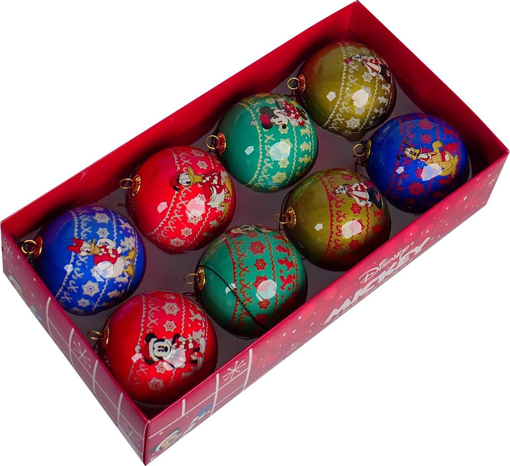 Mickey Mouse Christbaumkugel 8er Set, Kunststoff, 6 cm Durchmesser