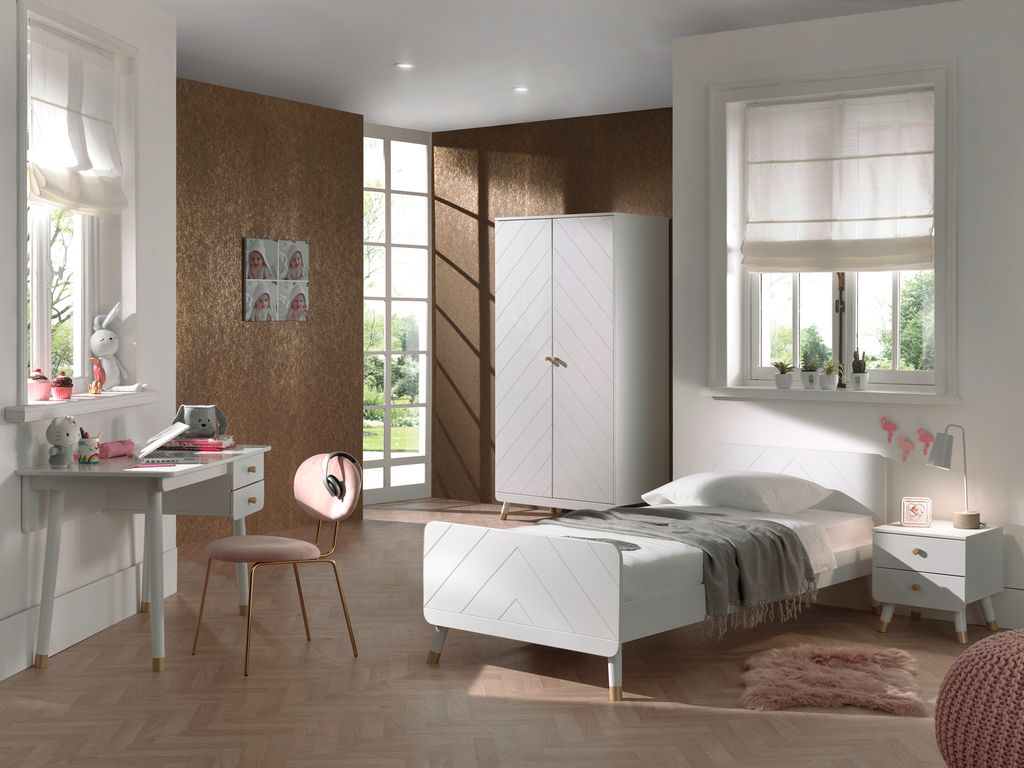 Vipack BILLY Jugendzimmer Set 4-tlg. best. aus: Bett 90 x 200 cm, Nachtkonsole, Kleiderschrank 2-trg. und Schreibtisch