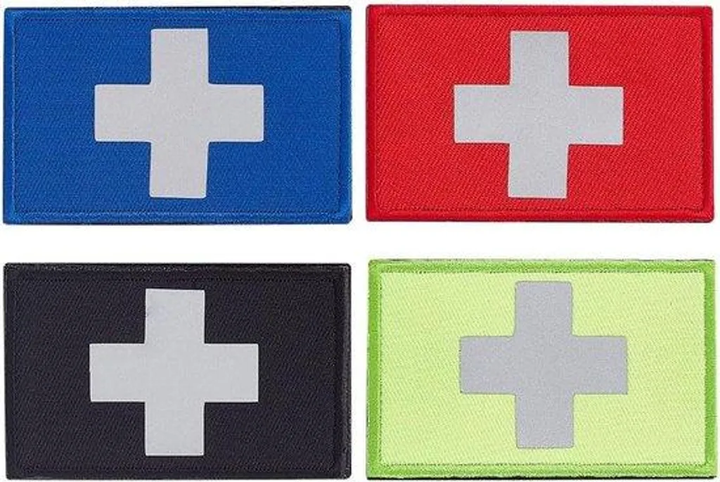 Écussons médicaux réfléchissants rouges pour poches de secours Croix