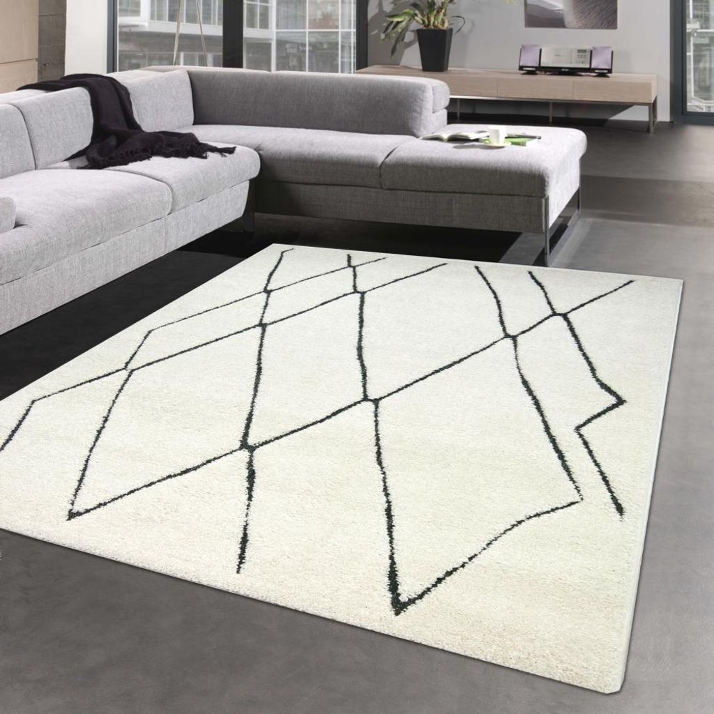 Abstrakter flauschiger Rautenteppich für Flur & Diele Größe - 140x200 cm