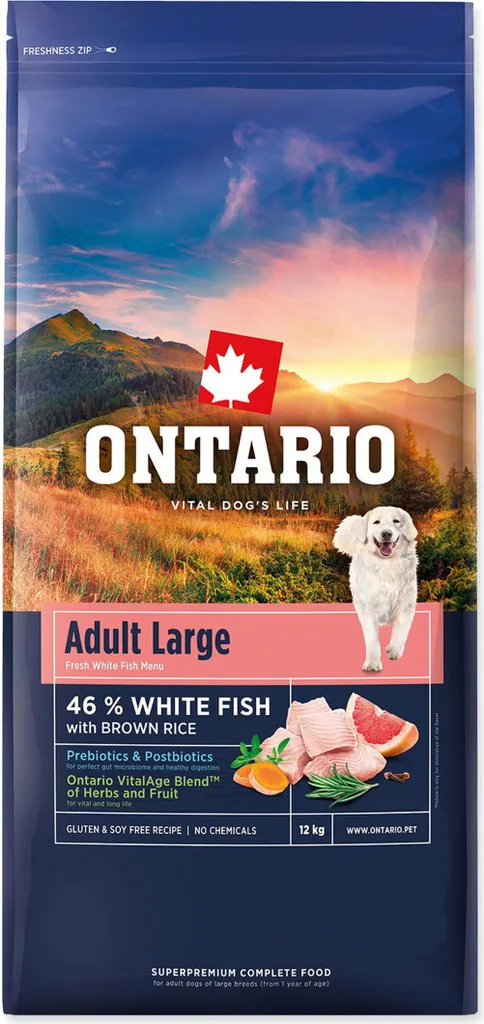 Croquettes Poisson pour Chien Adulte Ontario - Aliment Complet Équilibré