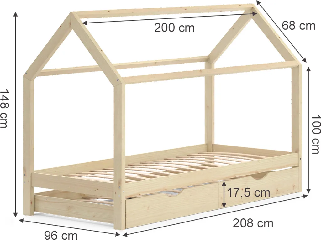 Lit cabane Vitalispa Wiki 90x200 cm pour optimiser les chambres - 3
