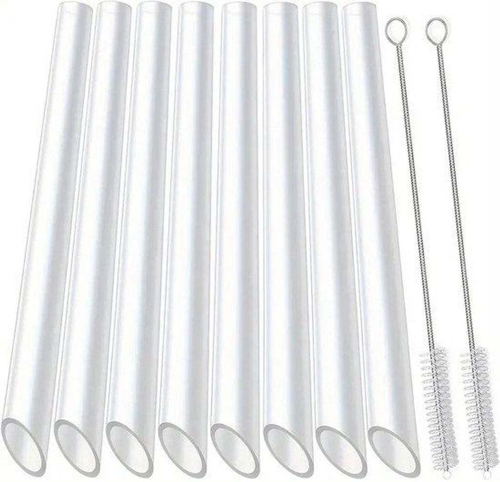 Ultiluxe Bubble Tea Rietjes - 8 Stück Set - Wiederverwendbare Dicke Rietjes - 26 x 1 cm - Hochwertige Transparente Rietchen