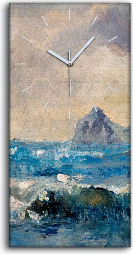 Küchenuhr Bürouhr Leinwand Uhr 30x60 Meer mit Wellen Landschaft Malerei - weiße Hände