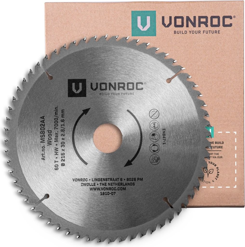 Vonroc Kappsägeblatt - Gehrungssägeblatt 216 mm - 60 Zähne Produktbild 