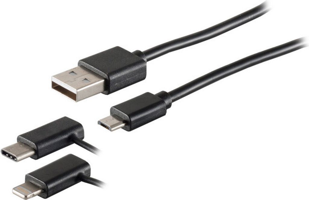 USB Lade-Sync Kabel 3in1 Micro/Typ C/8-pin St.2m