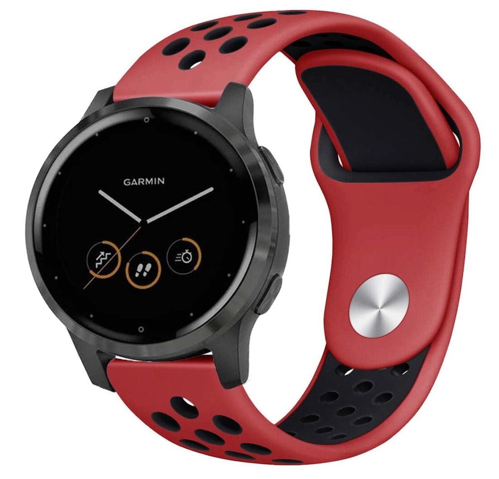 Strap-it Garmin Vivoactive 4s 40mm Sportarmband (Rot/Schwarz)