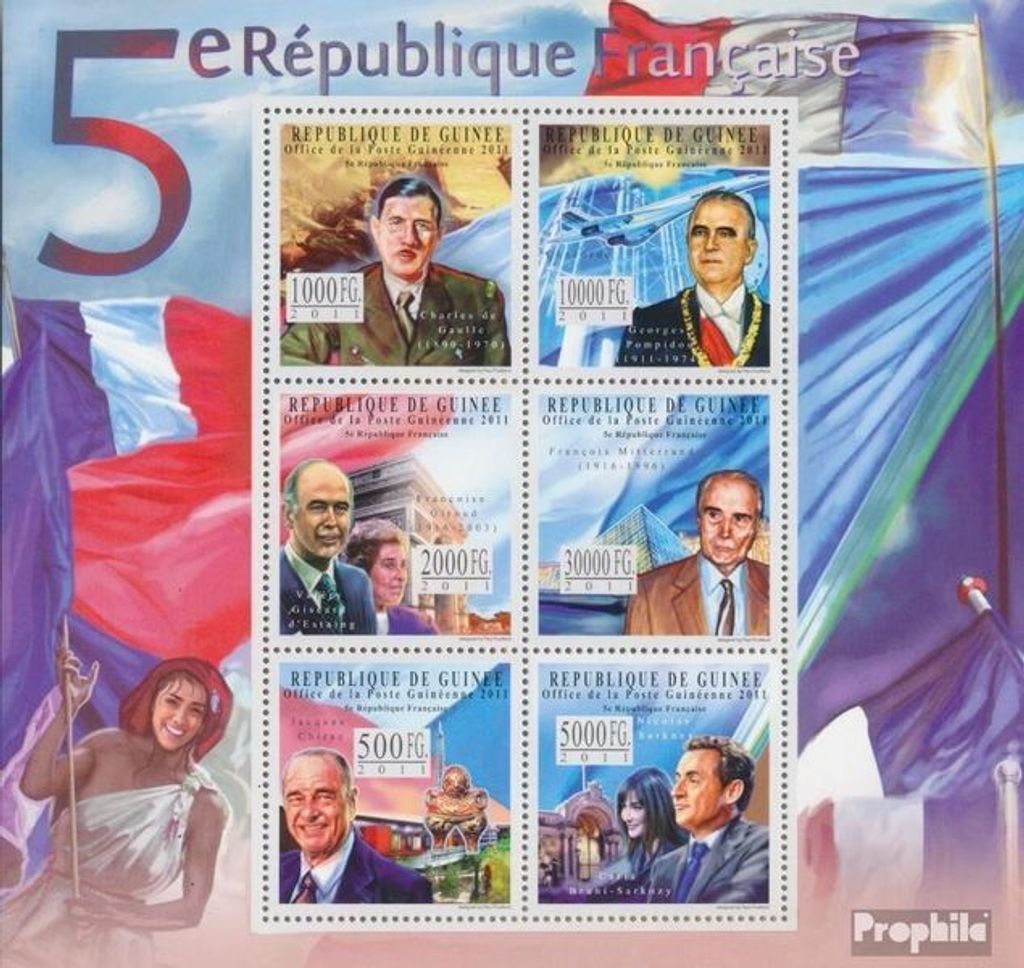 Briefmarken Guinea 2011 Mi 8751-8756 Kleinbogen (kompl. Ausgabe) postfrisch 5. Französische Republik