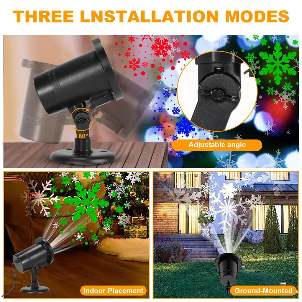 Décoration de Noël Extérieure Projecteur de Flocons LED pour Façade - 6