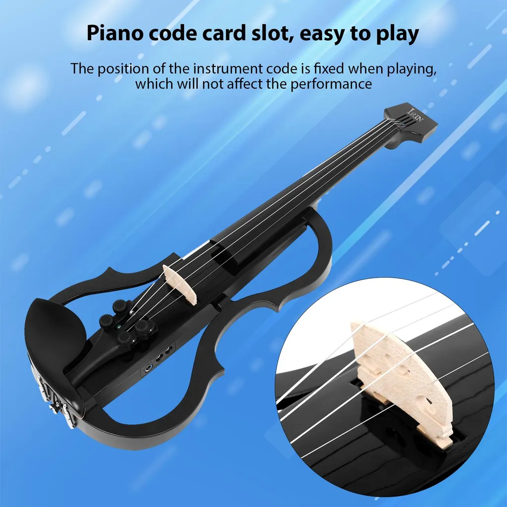 IRIN Violon Électrique 4/4 en Fibre de Carbone avec Casque et Étui Rigide