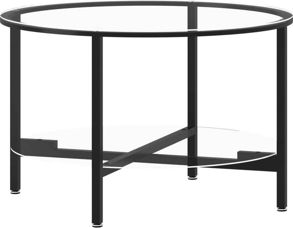 SYFAX Beistelltisch Schwarz und Transparent 70 cm Hartglas