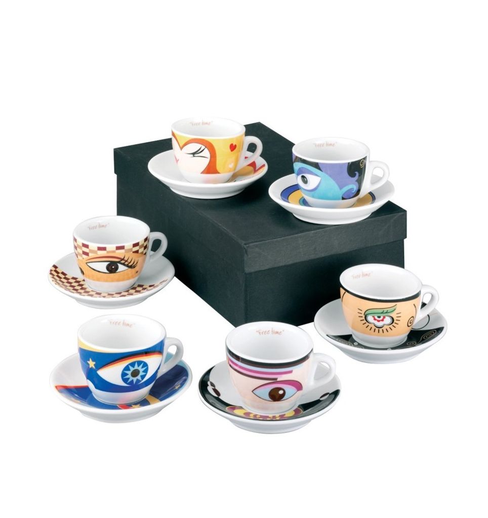 ZELLER zestaw filiżanek ze spodkiem 6 szt. porcelana, motyw Zdjęcie produktu 