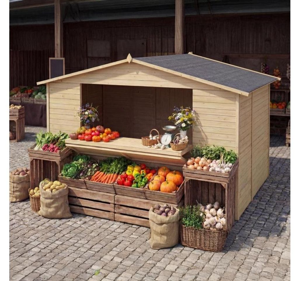 Chiosco per mercatini 9.42 m2 - 3.11x3.03 m - 19 mm Immagine del prodotto 