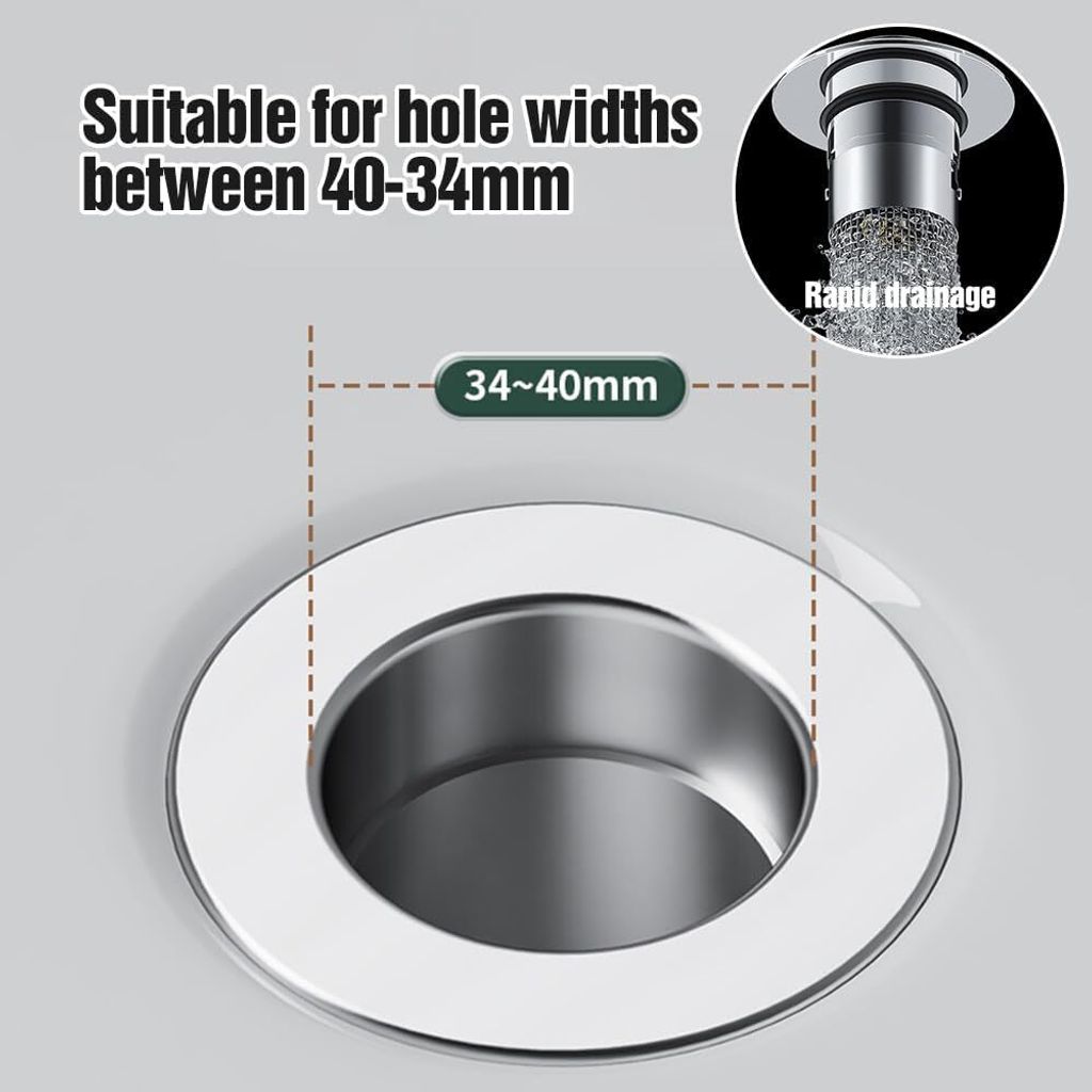 Bouchon de vidange d'évier universel de 40 mm pour évier de salle de bain, bidet de cuisine, hauteur réglable, étanche, facile à installer, 1 pièce | Leroy Merlin