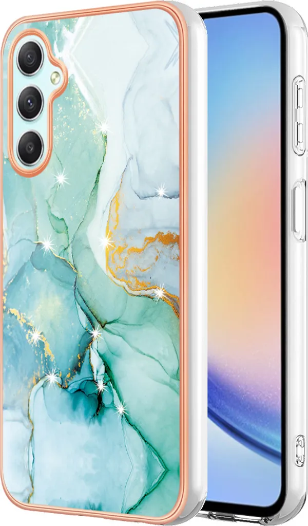 Custodia per Samsung Galaxy A25, sottile marmo antiurto morbido TPU paraurti verde