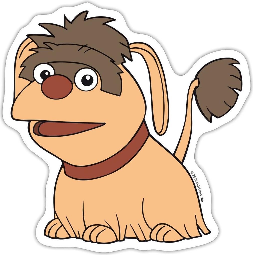 Spreadshirt Sandmännchen Und Seine Freunde Hund Moppi Sticker Aufkleber, 10 x 10 cm, Mattweiß