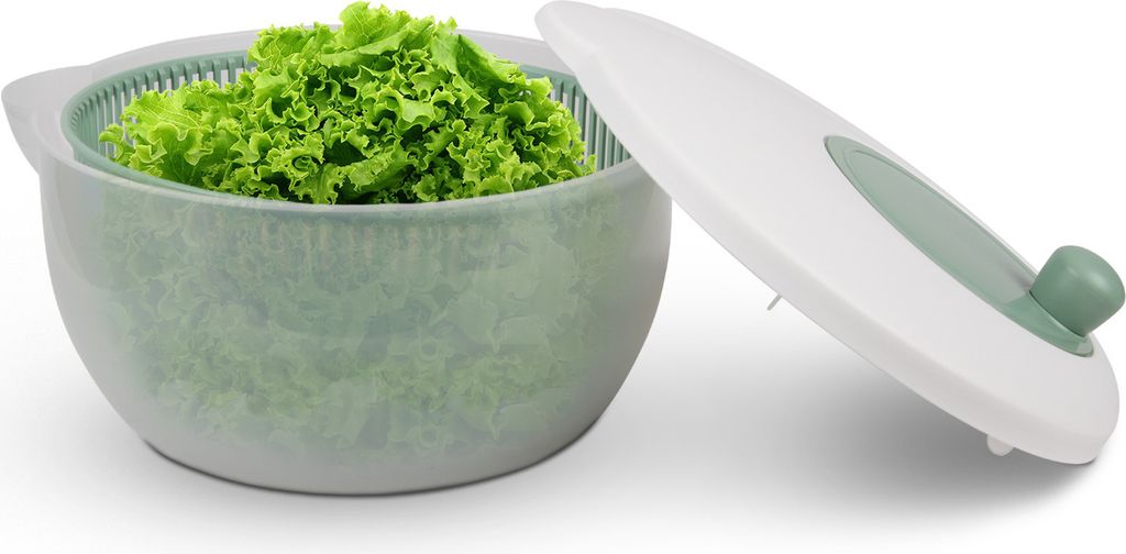 Salatschleuder Grün (4L Ø25cm) BPA-frei, 3in1 Salattrockner Produktbild 