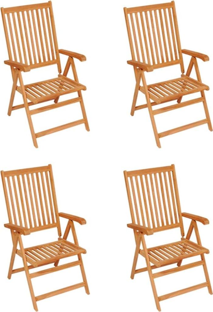 vidaXL Gartenstühle 4 Stk. mit Königsblauen Kissen Massivholz Teak
