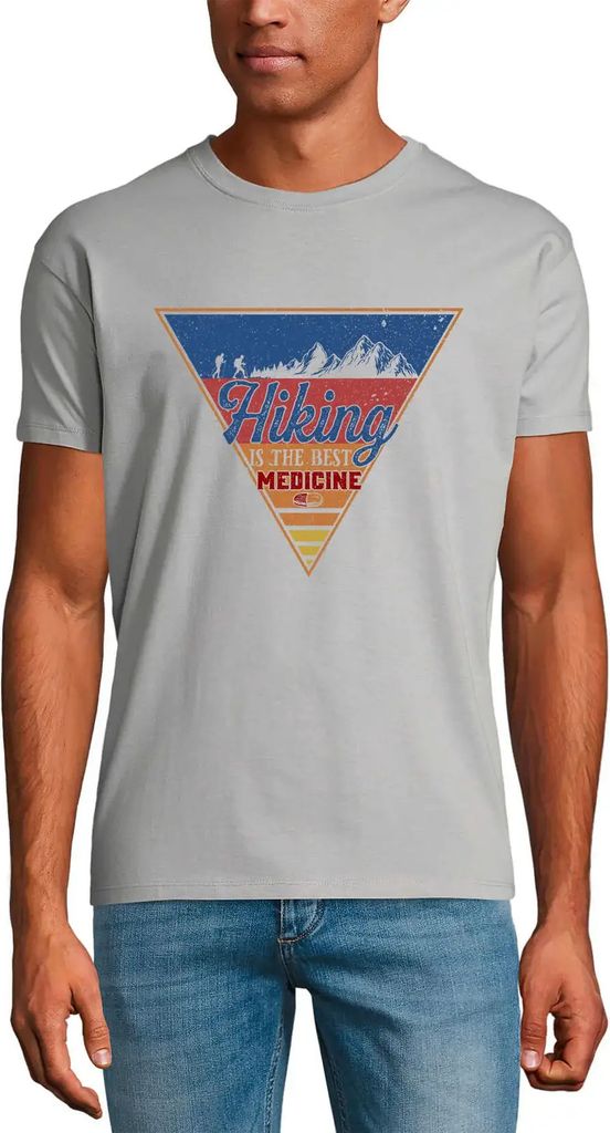 Herren Grafik T-Shirt Wandern ist die beste Medizin – Hiking Is The Best Medicine – Öko-Verantwortlich Vintage Jahrgang Kurzarm Lustige Druck