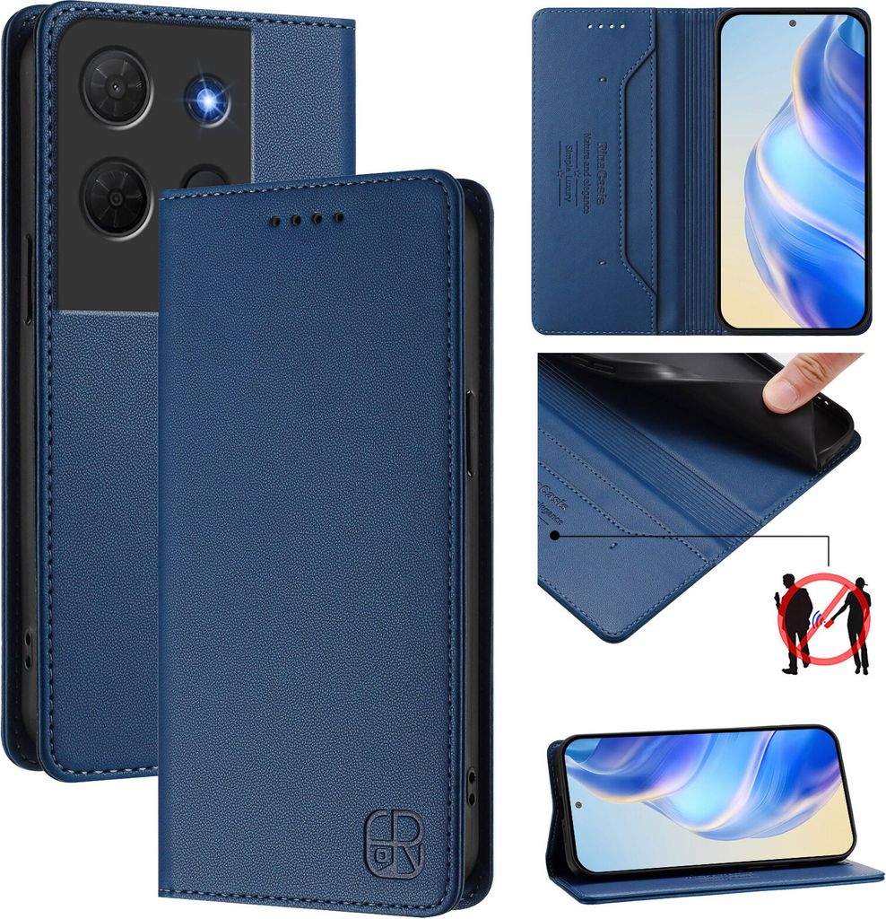 Lederhülle für TCL 503 Hülle Flip Brieftasche Kartenfächern Ständer Schutzhülle Blau