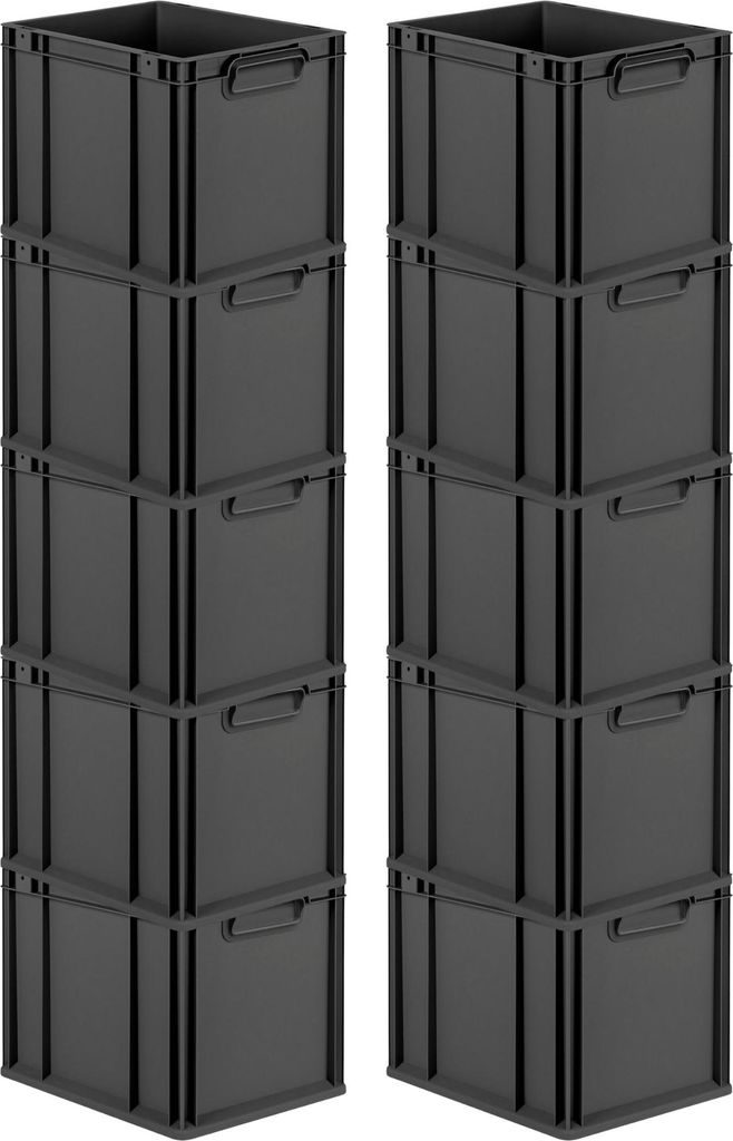 SparSet 10x Eurobox NextGen Grip | HxBxT 32x30x40cm | 30 Liter | Griffe geschlossen | Schwarz | Eurobehälter, Transportbox, Transportbehälter, St...