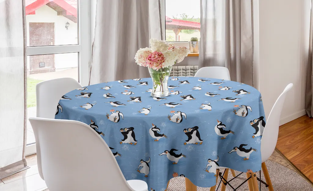 Tovaglia Rotonda 150 cm ABAKUHAUS Pinguini | Arredo Cucina Antimacchia
