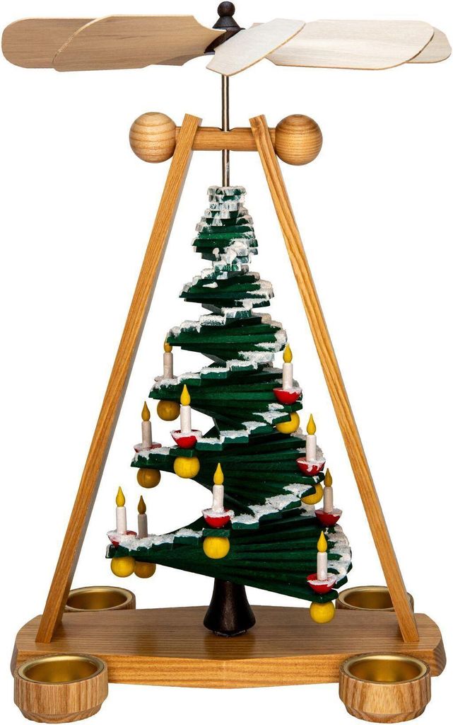 Pyramide Stufenbaum Schneekristall mit Teelichter BxHxT 25x40x19cm NEU