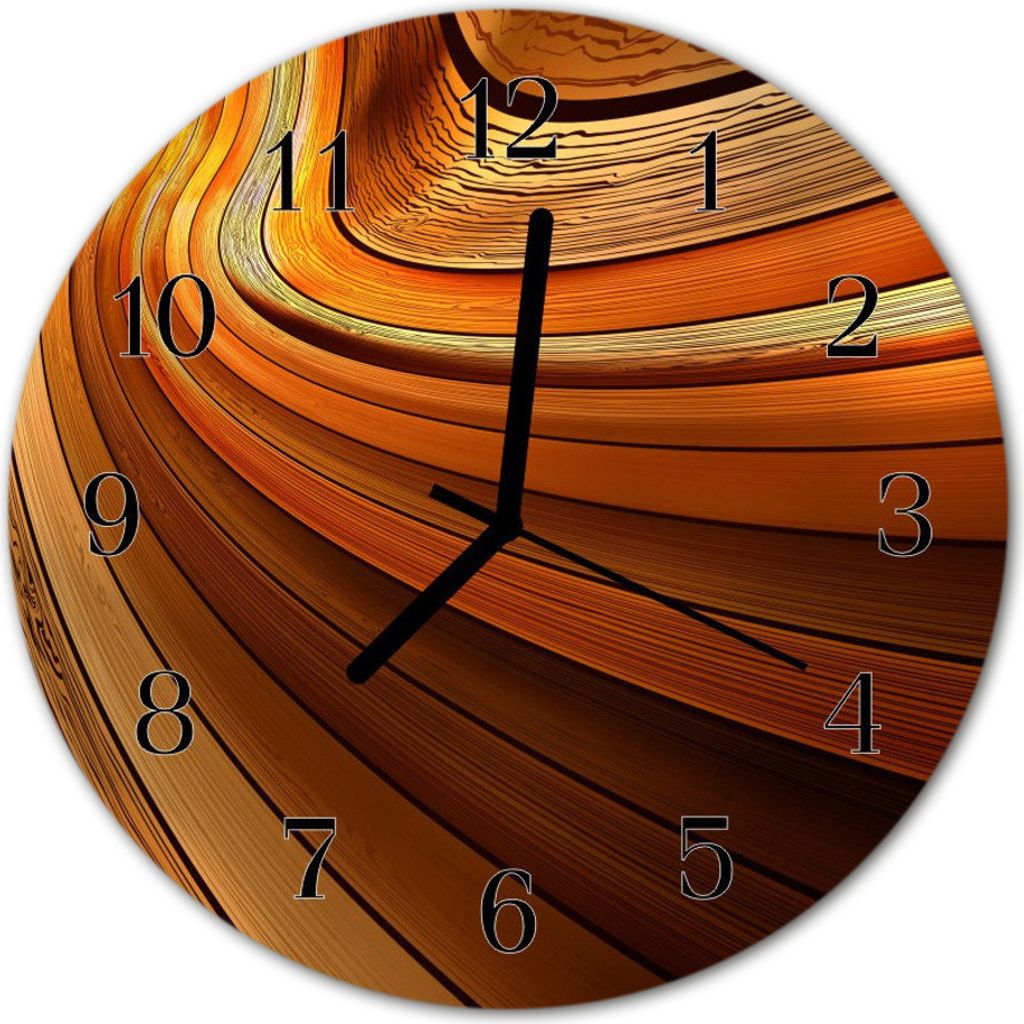 Glasuhr Wanduhr Küchenuhr Echt-Glas 30fi cm Abstraktes braun