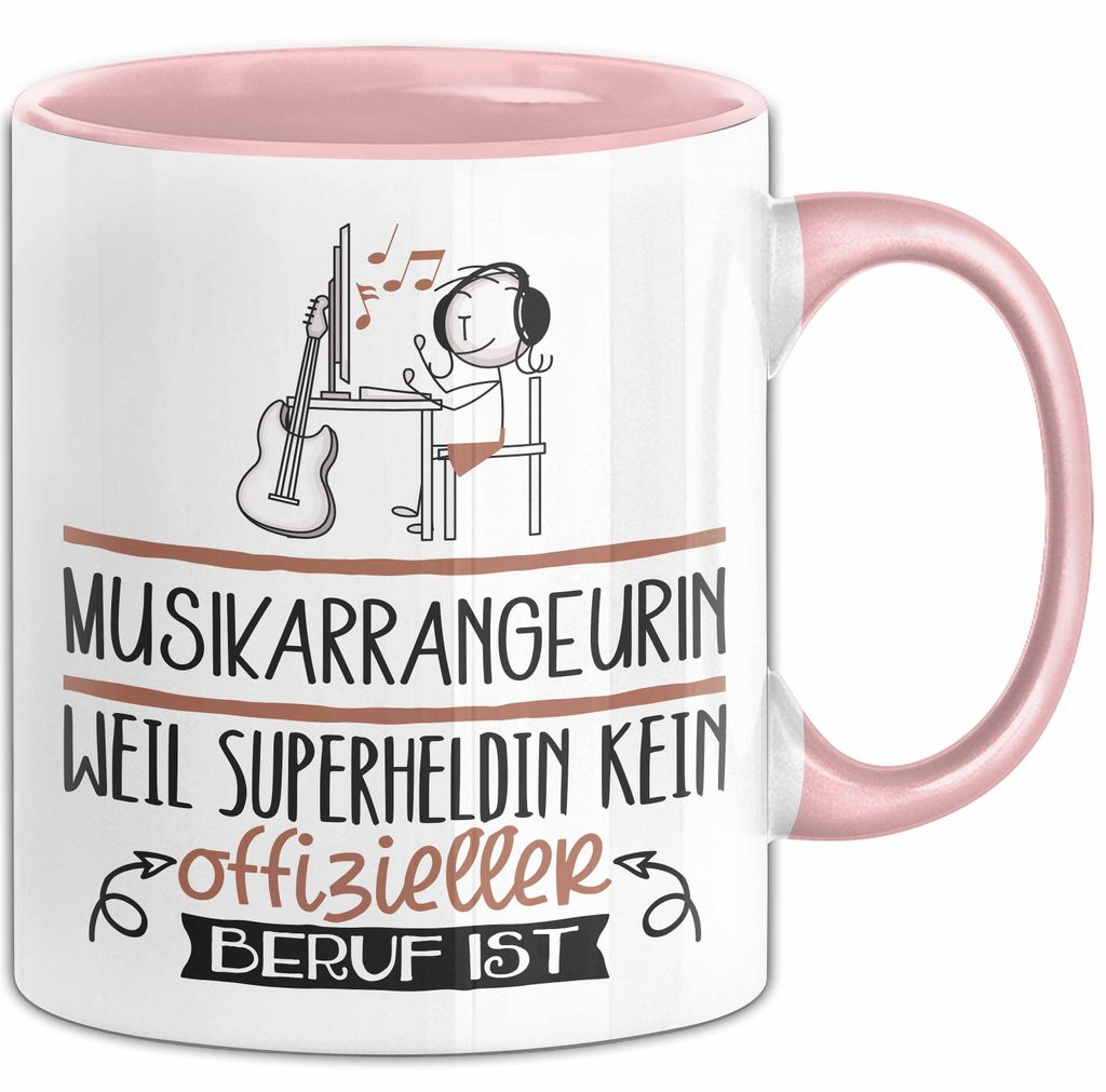 Musikarrangeurin Geschenk Tasse Lustiger Spruch Musikarrangeurin Weil Superheldin Kein Offizieller Beruf Ist Geschenkidee (Rosa)
